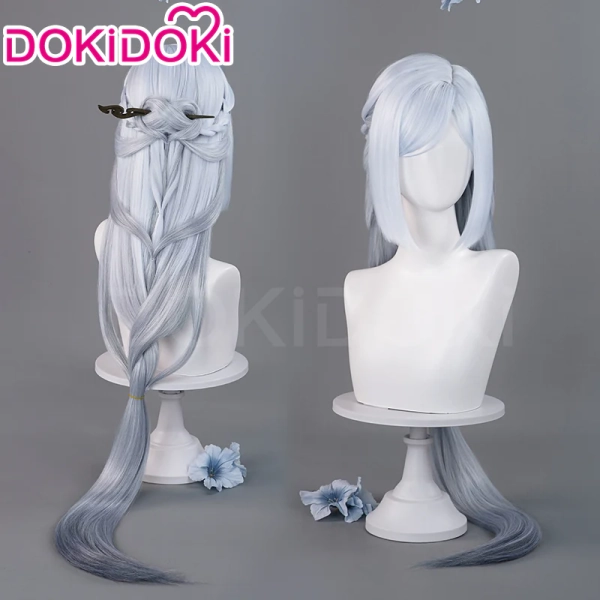 DokiDoki Game Genshin Impact Cosplay Shenhe Wig Frostflower Dew Lantern Rite 2024 Skin Long Silver Hair