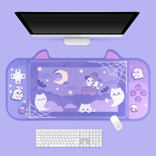 Ghost Cat Halloween Desk Mat