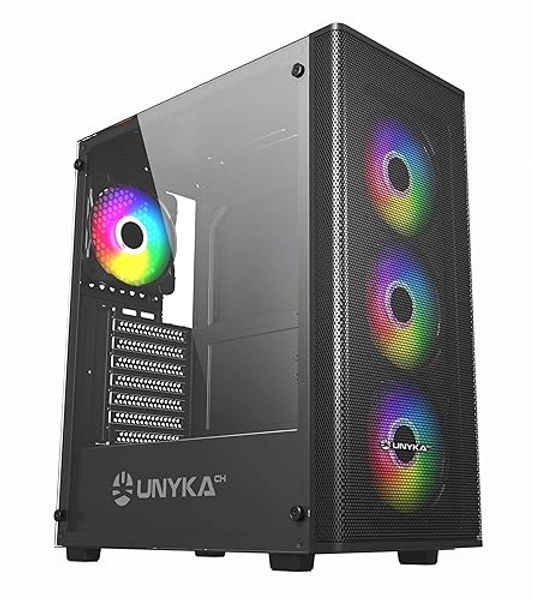 UNYKAch Boîtier d'ordinateur ATX Mir 100, Grande Taille avec 4 Ventilateurs ARGB, 1 USB 2.0 et 3 USB 3.0