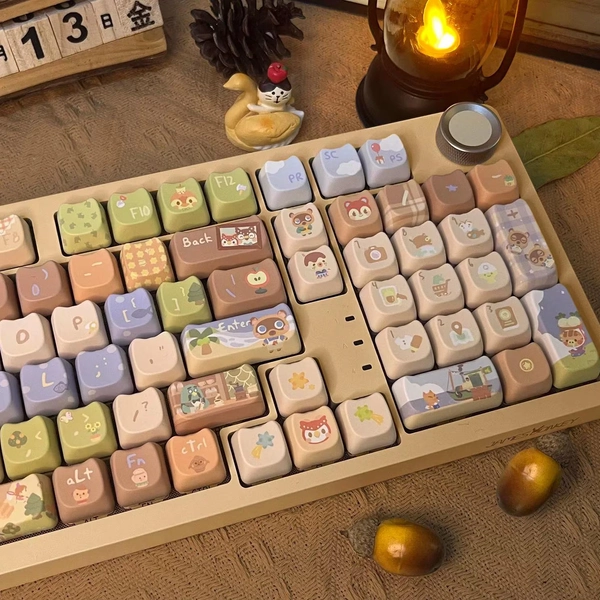 Animal Forest/Crossing 142 Keys MOA/MAO Profile Keycaps Set + Keycap Remover All-in-One, Cute Keycaps, Custom Keycaps