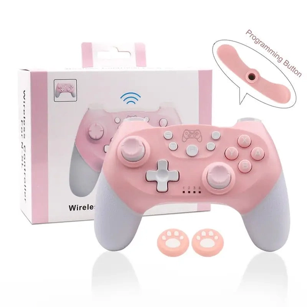 Pink Bluetooth Game Controller for Kawaii Gamer Girls and Streamers