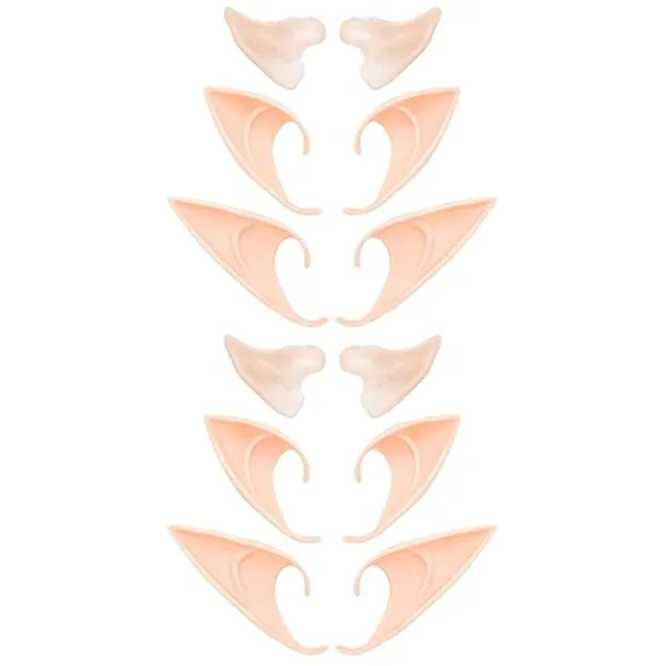 Elf Ears Cosplay Masquerade Accessories - Fairy Pixie Soft Pointed Tips Anime Party Dress Up Costume for Halloween - 6 Pairs