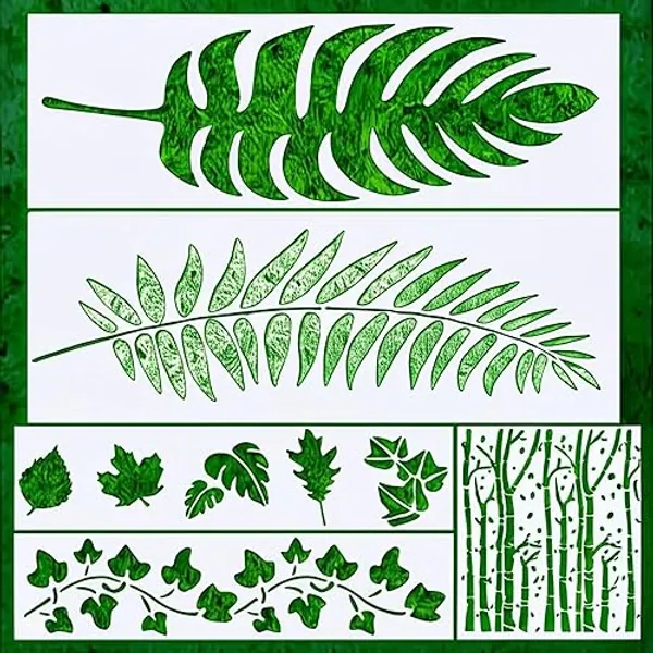 Leaf Stencils and Templates for Painting - Reusable Wall Stencil Set - Reusable Large Stencils for Painting - Ideal Stencils for Wood Signs, Furniture, & Crafts - Includes Aspen Tree Stencil