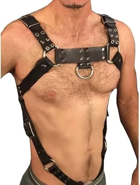 Men Sword Belt Faux Leather Body Chest Chain Harness Punk Male Leather Bondage Costume Sexy Toy Gay Club Rave Straps - One Size - Style8