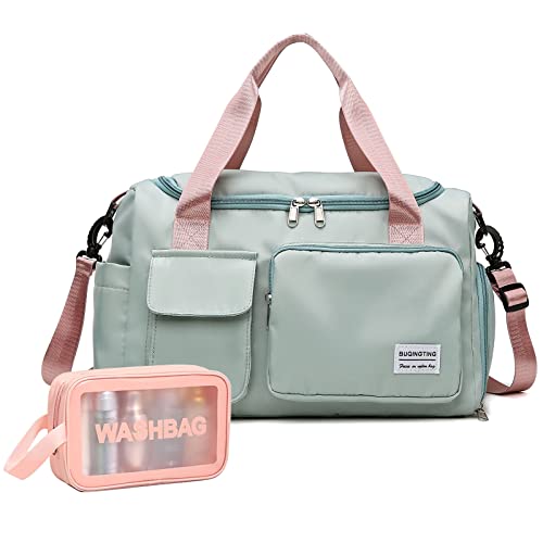 Small Gym Bag for Women, Travel Duffle Bag Carry On Weekender Bag with Shoe Compartment - 05#Green - Gym Bag&toiletry Bag