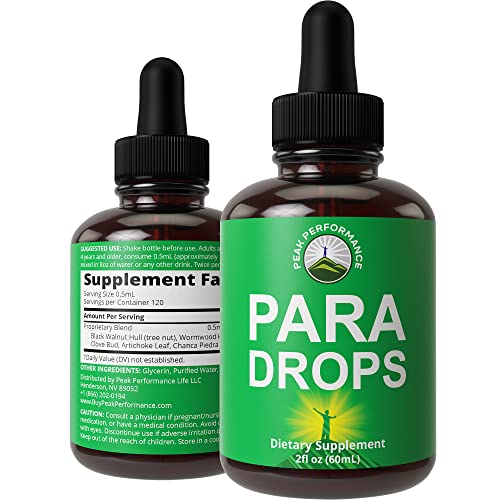 Para Drops Cleanse For Humans. Promotes Elimination of Harmful Organisms. Detox + Intestinal Support Liquid Supplement for Adults, Kids. With Black Walnut Wormwood, Clove Bud, Artichoke, Chanca Piedra