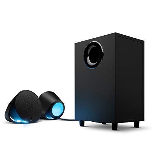 Logitech G560 PC Gaming Speaker System with 7.1 DTS:X Ultra Surround Sound, Game based LIGHTSYNC RGB, Two Speakers and Subwoofer, EU Plug - Black