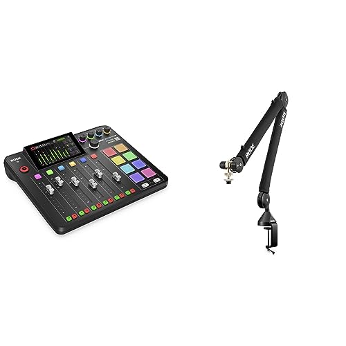 RØDE RØDECaster Pro II All-in-One Production Solution for Podcasting, Streaming & PSA1+ Professional Studio Arm with Spring Damping and Cable Management,Black - + Professional Studio Arm - Pro II
