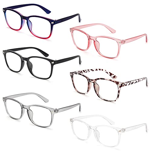 MIGSIR 6 Pack Blue Light Blocking Glasses for Computer Gaming, Fashion Fake Anti Eye Strain Eyeglasses for Women Men (6 Pack Mix-01) - Multi Color