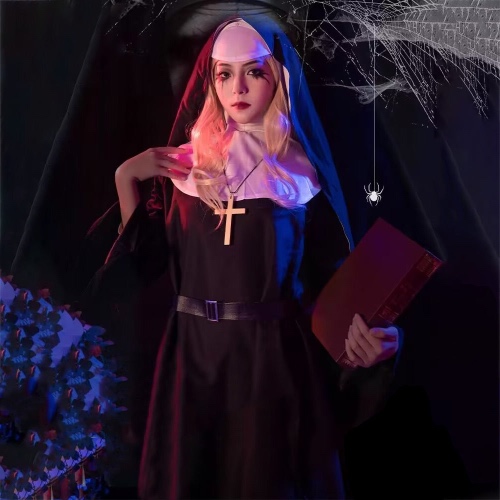 Plus Size Scary Nun Costume - Black / XXXL