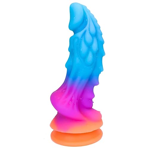 Luminous Monster Realistic Dildo, Huge Silicone Anal Dragon Dildo Anal Plug with Strong Suction Cup for Vaginal Anal Play - Colorful