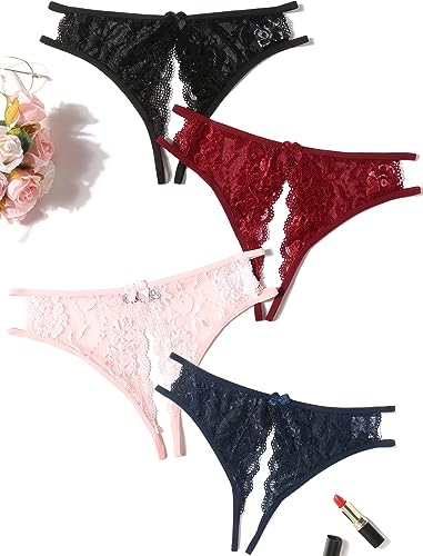 Avidlove Women Lace Panties Sexy Underwear Floral Lace Briefs with Cute Bow Center - XX-Large - Multicolor5-4 Pack