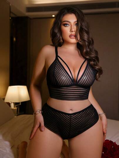 Seduluxe 2pcs/Set Plus Size Wireless Sexy Bra Set