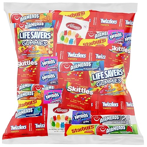 Halloween Bulk Assorted Fruit Candy - Starburst, Skittles, Gummy Life Savers, Air Heads, Sour Punch, Haribo Gold-Bears, Gummy Bears & Twizzlers (32 Oz Variety Pack) - 2 Pound (Pack of 1)