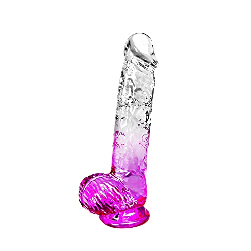 Realistic Clear Cute Purple Dildo - Life Like Adult Sex Toy for Women Pleasure, 6 Inch Fake Small Thin Dildo with Suction Cup for Beginner & Woman Men - M