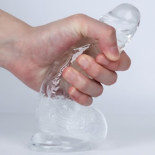 5.55 Inch Clear Small Realistic Dildos, Huge Lifelike Penis, Soft Dildo Made of Body-Safe Material, Manual Thrusting Dildo, Heatable Silicone Dildos Adult Sensory Sex Toy for Beginner (Small) - Clear Flexible Dildo