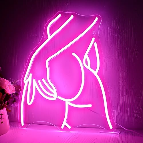Pretty Ladies Body Neon Sign, Woman Body Neon Sign,Lady Buttocks Neon Sign, Aesthetic Pink Ass Line Art Neon Light, USB Powered for Bachelor Club Garage Party Bedroom Bar Shop Logo Business Signs