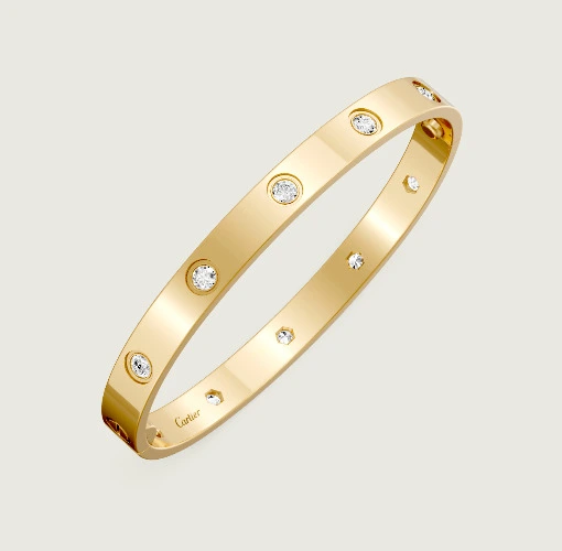 Cartier LOVE bracelet, classic model, 10 diamonds, one screw closure