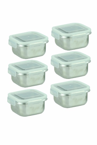 Stainless Steel Food Storage Container Set - SQ500ml x 6