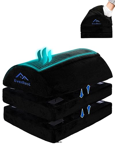 EverRest Under Desk Footrest for Office Use - Warmer Feet, 3 Adjustable Heights - Tall Ergonomic Foot Rest Stool for Gaming Chair, Computer - Leg Support for Work from Home - Black