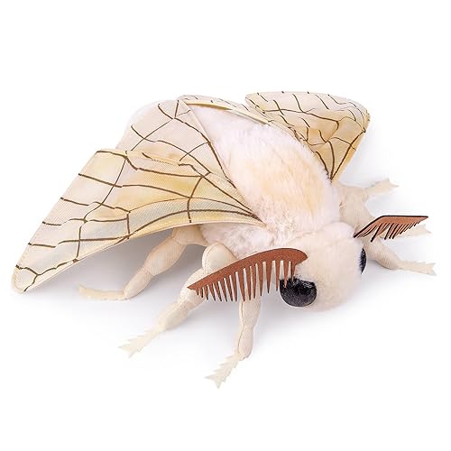 PuffPurrs Motte Plush 33CM/12IN, Kawaii Moth Plüschtier, Realistische Silk Moth Kuscheltier, Motten Stofftier Plüsch Spielzeug für Kinder Kuscheltiere, Geschenk für Natur- und Tierliebhaber - Moth
