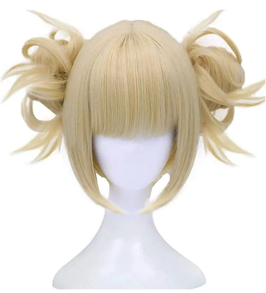 Anogol Hair Cap+613 Blonde Wigs Anime Cosplay Wigs Short Wavy Synthetic Hair With Bangs Fringe Hairstyles For Lonita Party Blonde Costume Wig for Halloween Christmas Party - 