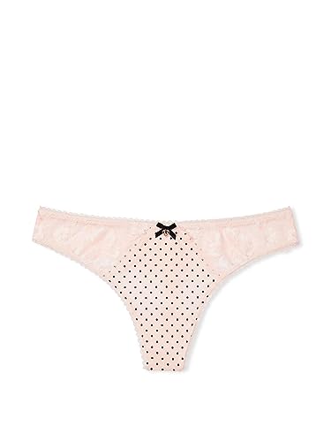 Victoria's Secret Lace Thong Panty, Body by Victoria, Underwear for Women (XS-XXL) - Small - Purest Pink Dot