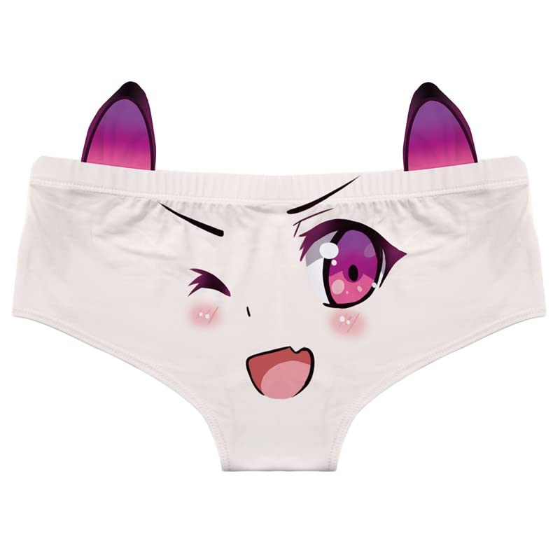 Mignon Girly Coton sous-vêtements Femme Chat Oreilles Kawaii Anime Culotte Sexy Taille Basse étudiant sans Couture Slips sous-vêtements (Color : 5, Size : One Size)