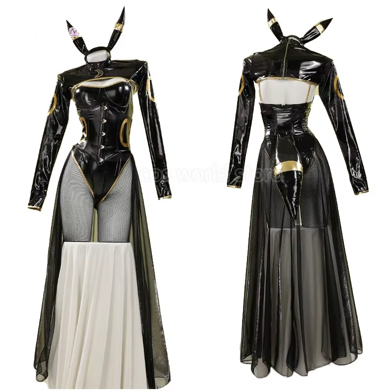 Disfraz de Anime Umbreon Bunny para mujer, Mono de cuero Sexy Kawaii, calcetines, diadema, mono de abeja pequeña, ropa de Halloween - AliExpress 200000532