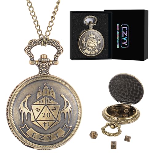 DND 6mm Micro Polyhedral Dice Set with Pocket Watch Shell Case Perfect for Dungeons and Dragons, Tabletop RPG and Cards Board Games (Bronze) - Bronze