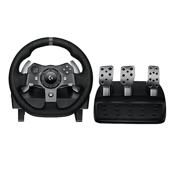 Logitech G920 Driving Force Racing Wheel and Floor Pedals, Real Force Feedback, Stainless Steel Paddle Shifters, Leather Steering Wheel Cover for Xbox Series X|S, Xbox One, PC, Mac - Black - Wheel Kit
