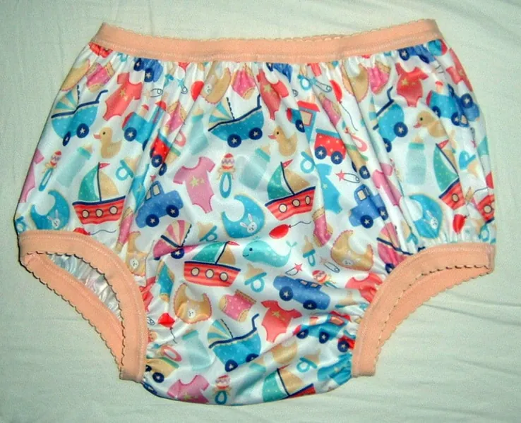adult baby cute real baby printed pants - waterproof soft material - slippery inside thin pvc coating - washable  - every size