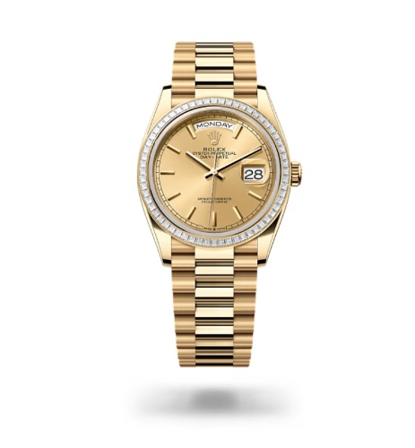 Rolex Day-Date 36 Oyster, 36 mm, yellow gold and diamonds