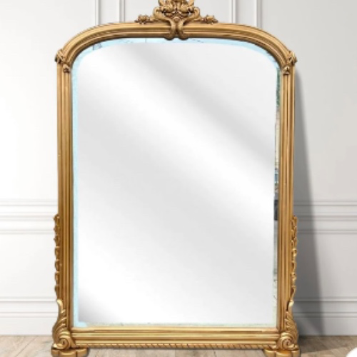 CLAREMONT HAND CARVED OVERSIZED STANDING WOODEN MIRROR