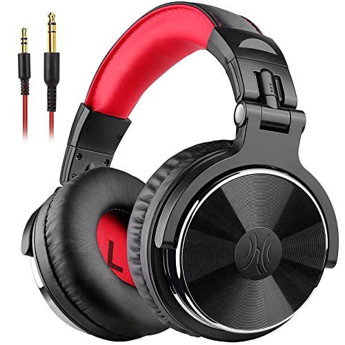 OneOdio Pro-10 Over Ear Wired Headphones for School Studio Monitor & Mixing DJ Stereo Headsets with 50mm Neodymium Drivers, 3.5mm/6.35mm Jack for AMP Computer Recording Phone Piano Guitar Laptop - red - Wired