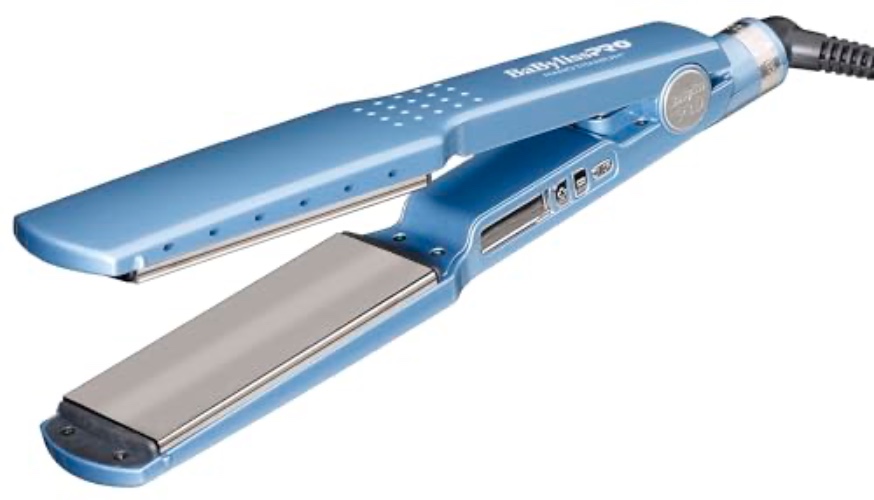 BaBylissPRO Nano Titanium Ionic Flat Iron Hair Straightener, Hair Straightener Iron for Professional Salon Results and All Hair Types - 1-3/4 Inch