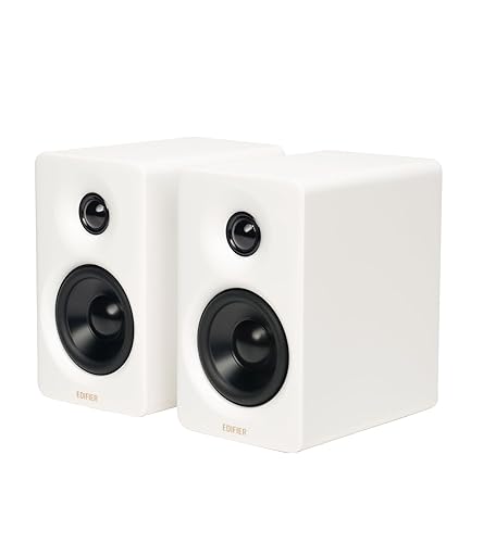Edifier M60 Multimedia Speaker Bluetooth 5.3, 66W RMS, Hi-Res Audio & Hi-Res Wireless Audio, LDAC,3" Mid Bass & 1" Tweeter, USB-C & Aux Inputs, Compact Desktop Speaker - White - White