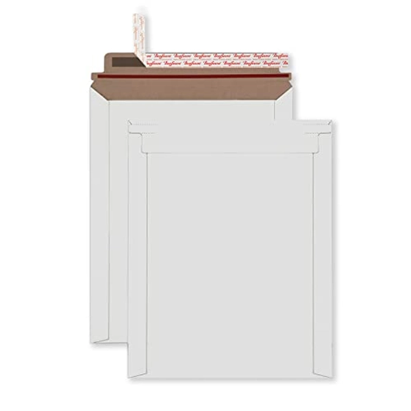 Bonfasvo Rigid Mailers 30 Pack 7.5 x 9.5 inches White Self Seal Stay Flat Bulk Cardboard Kraft No Bend Mailers Peel and Seal for Document Photos Pictures Papers Files CD