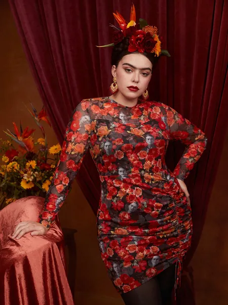 Robe Moulante Imprimé Floral À Cordon À Ruché