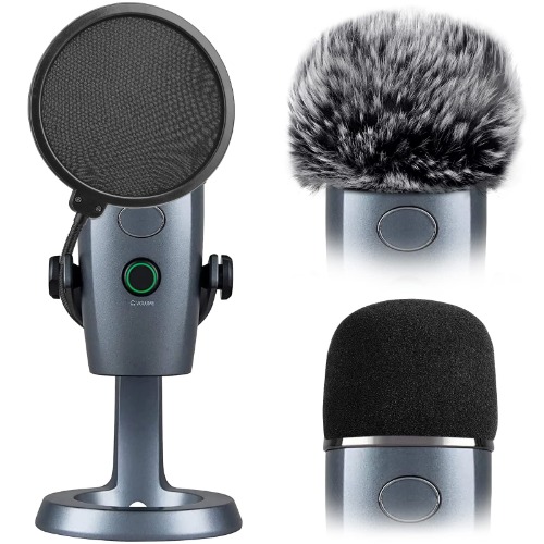 Yeti Nano Pop Filter, Mic Cover Compatible with Blue Yeti Nano,ChromLives 3 in 1 Mic Windscreen Foam Cover + Mic Furry Wind Cover + Dual Layered Noise Reduction Pop Filter for Yeti Nano,Combo 3 Pack - Yeti Nano Cover