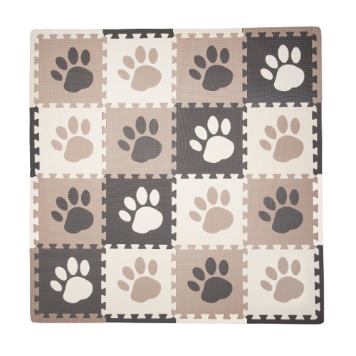 Tadpoles Play Mat, Puzzle Exercise Play Mat – Soft EVA Foam Interlocking Floor Tiles, Cushioned Children's Play Mat, 16pc, Pawprint, Brown, 50x50 - Icons - Brown Pawprints