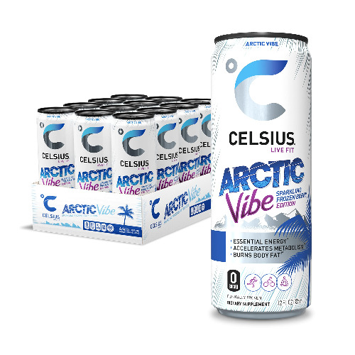 CELSIUS Arctic Vibe Sparkling Frozen Berry, Functional Essential Energy Drink 12 Fl Oz (Pack of 12) - Sparkling Arctic Vibe 12 Fl Oz (Pack of 12)