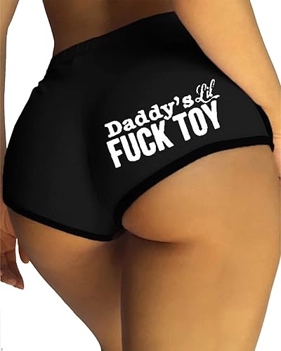 Womens Yoga Booty Shorts Sexy Printed Dance Sport Workout Hot Pants Plus Size Lounge Wear Briefs - Black - XX-Large