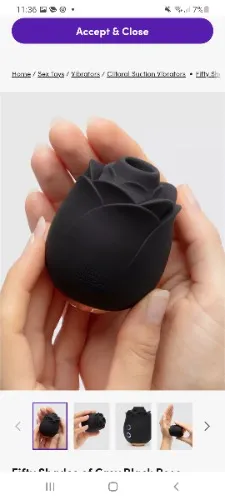 Fifty Shades of Grey Black Rose Silicone Clitoral Suction Stimulator 