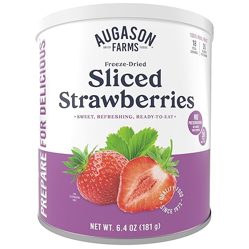 Augason Farms Freeze Dried Sliced Strawberries Can, Emergency Food Supply, Everyday Meals, 18 Servings - Strawberries 6.4 oz