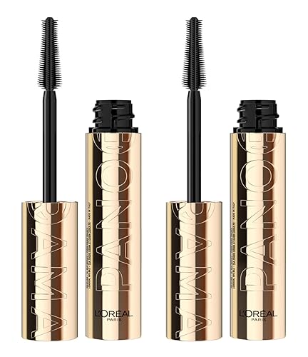 L'Oréal Paris Panorama Mascara Volumateur Couleur Noire avec Complexe Stretchflex Effet d'agrandissement sans grumeaux Convient aux Yeux Sensibles - 2 Mascaras - Noire