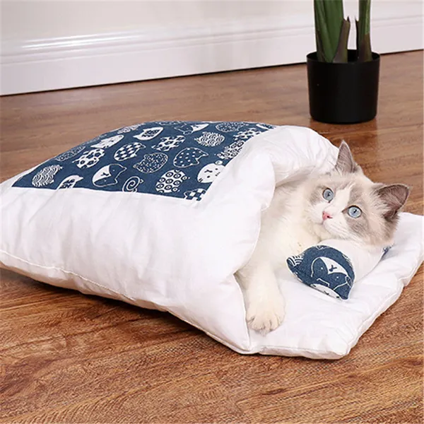 Dog & Cat Futon-Style Sleeping Bag - S / Tibetan blue