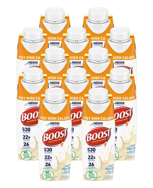 Boost Very High Calorie Nutritional Drink, Very Vanilla , 8 FL OZ (Pack of 12)