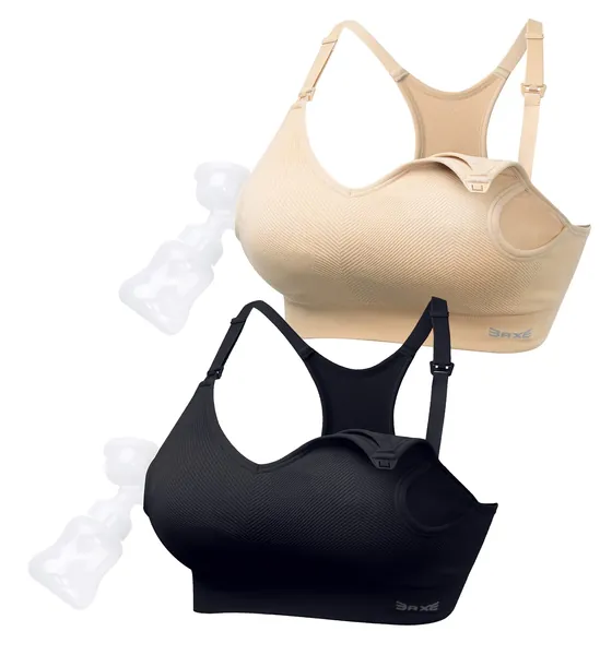 3AXE Women's Hands Free Pumping & Sports Bra Seamless Maternity & Nursing Bra for Easy Breastfeeding