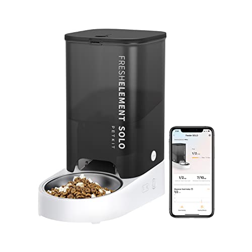 PETKIT Futterautomat Katze, 3L Katzen Futterautomaten,Automatischer Futterspender für Katze und Hund, 1-10 Mahlzeiten/Tag, 1-15 Tag,304 Edelstahlschüssel,Fresh Lock-Technologie - Schwarz